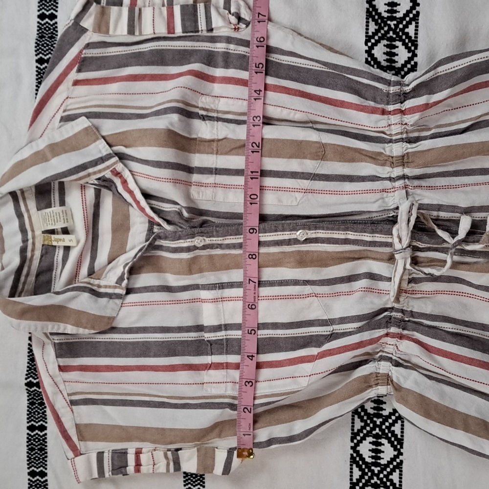 Japna cotton striped Short sleeve shirt dress button front szS - Picture 6 of 11